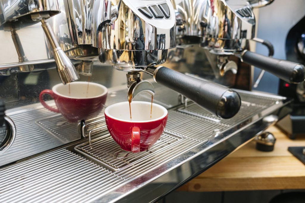Espresso machine working in the coffee shop