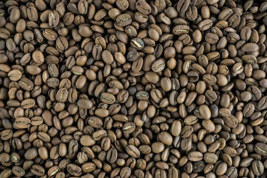 Full frame of light roasted coffee beans