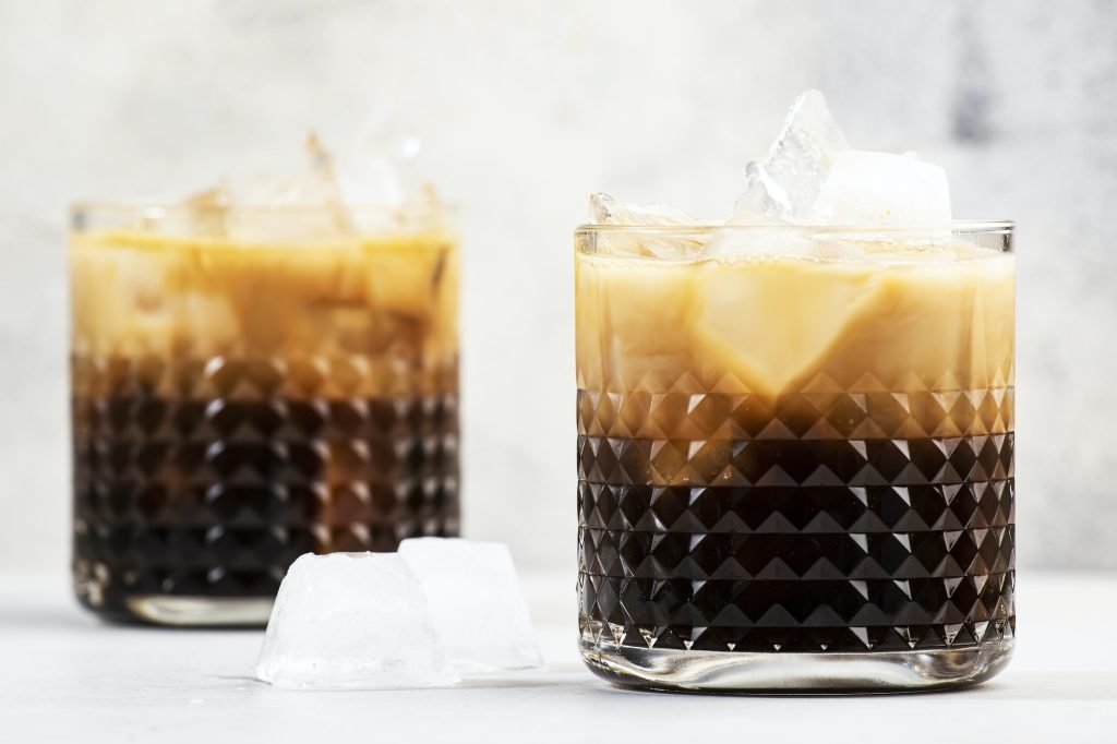 White russian cocktail, trendy drink