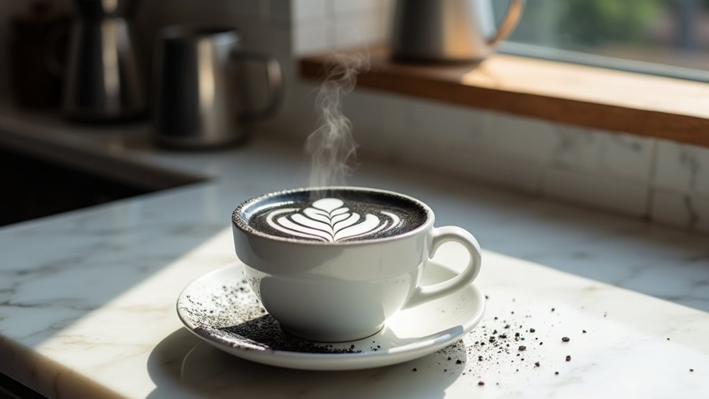 layered charcoal espresso drink